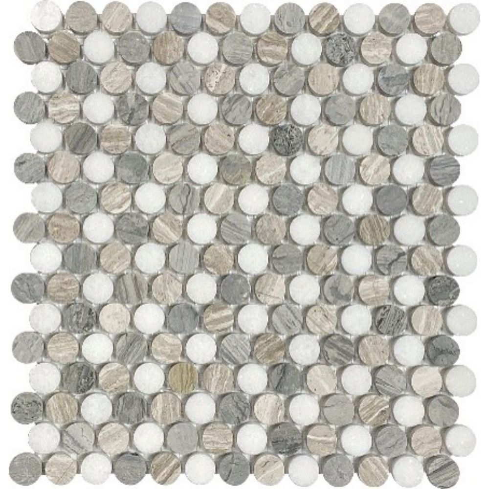 Belluno Designs LYRA-1000 Lyra 0.8" x 0.8" Bianco Carrara Penny Round Polished Mosaic Wall & Floor Tile